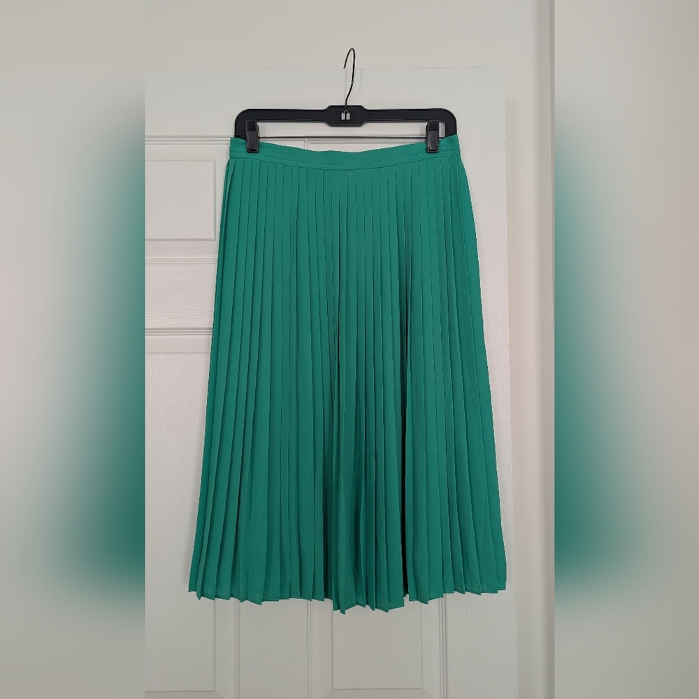 J. Crew Teal A-Line Pleated Skirt Size 4